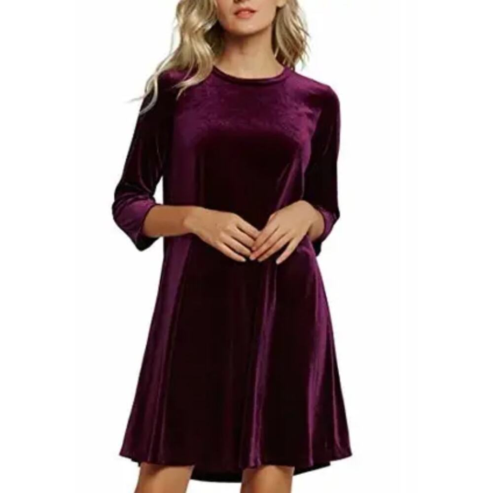 Eileen Fisher Raisin Velvet 3/4 sleeve Tunic Top size Medium